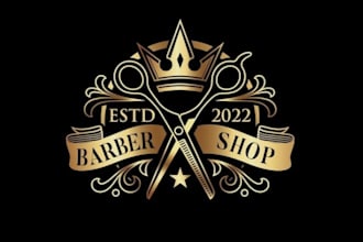 create modern and stylish barber shop logo design