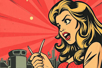 draw a retro vintage comic illustration