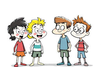 draw a cartoon characters in a funny sketch