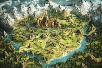 design cartography isometric map, vector map fantasy map