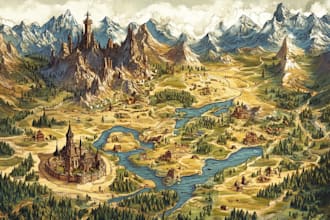 create mystical fantasy dnd rpg campaign map for fiction