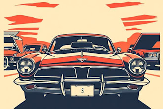 retro automotive tshirt, car show design