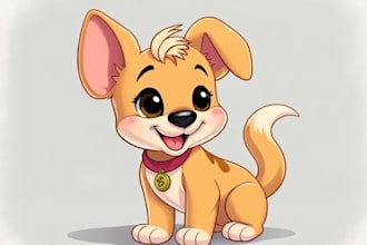 draw a cute pet disney style cartoon portrait