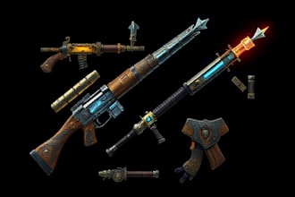 design creative concept art of weapons and items