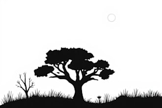 draw simple black and white illustration