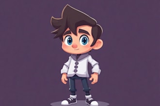 draw 2d vector character illustration for you