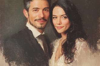 draw a couple portrait wedding portrait illustration
