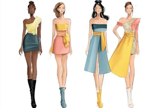 sketch custom fashion illustrations and apparel designs