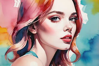 draw a watercolor pop art portrait