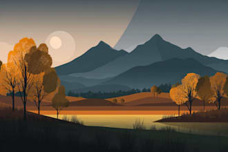 illustrate beautiful flat landscape illustration art