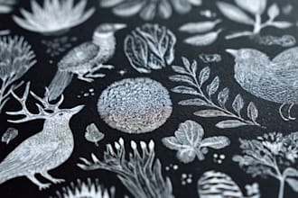 do linocut illustration botanical, animal for your brand