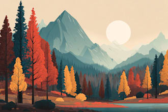 create flat landscape illustration of nature