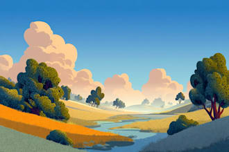 illustrate beautiful flat landscape illustration art