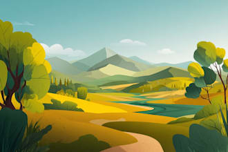 illustrate beautiful flat landscape illustration art