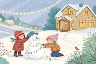 do christmas illustration for children book, story book water color book