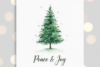 draw christmas card, invitation with watercolor