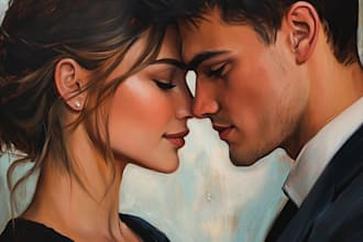 draw cute couple portrait watercolor illustration