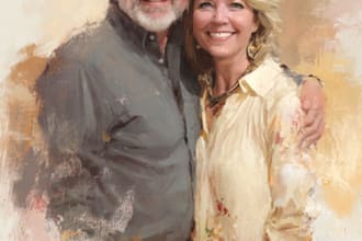 draw couple portrait illustration from photo