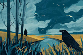create artistic linocut illustration in my style