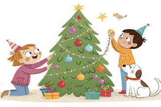 christmas book illustration, christmas children book