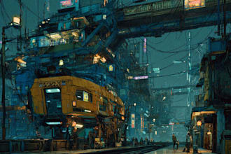 create a cyberpunk or futuristic character illustration