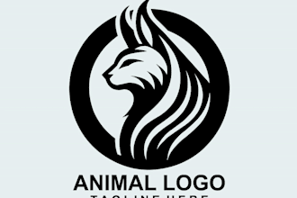create a unique vintage animal logo design with hand drawn