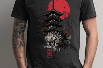 make a japanese t shirt illustration