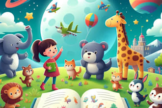 create children story book illustration, kids picture book cover design