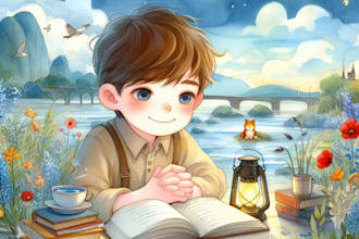create hand painted watercolor children book illustration