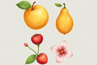 illustrate digitally realistic fruits or veggies