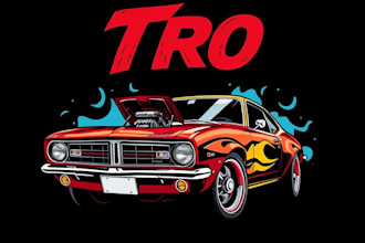 retro automotive tshirt, car show design