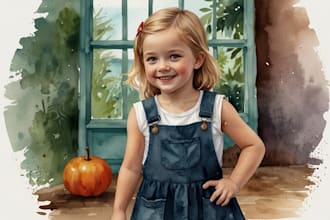 create whimsical watercolor children book illustrations