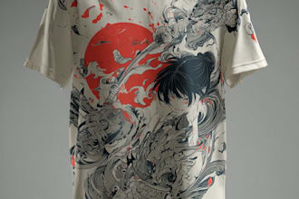 draw a japanese t shirt illustration
