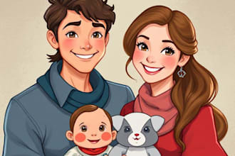 do portrait art, couple or family portrait disney style