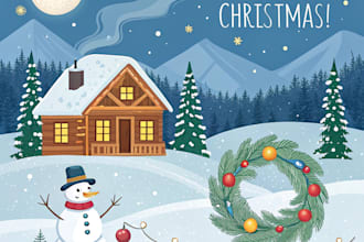 illustrate greeting card for christmas and any purposes