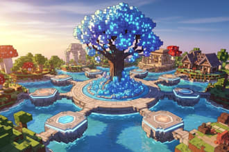design custom minecraft map, terrain, build, spawn, hub, lobby, house, minigame
