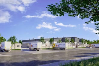 retouch 3d logistics park,warehouse interior render,industrial layout design