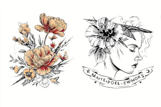 design a stunning minimalist lineart tattoo for you