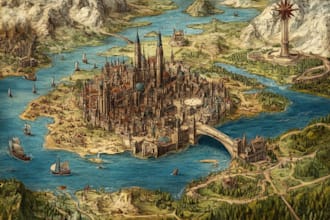 design cartoon map with custom locations or fantasy