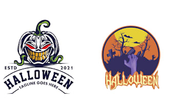 create halloween hand drawn illustration horror dark art logo