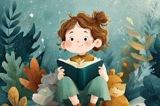 draw cute children book illustration for you