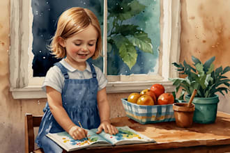 create watercolor children book illustration