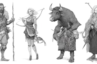 fantasy dnd party and dnd design character