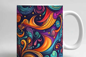 create beautiful custom mug design and tshirt design