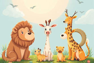create animals cartoon illustration