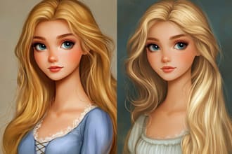 illustrate unique disney portrait painting