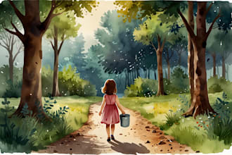 illustrate children story illustration KDP watercolor