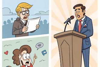 draw profesional funny political or social cartoons