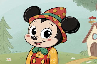 design cute disney cartoon portrait