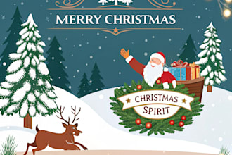 create christmas card, christmas illustration, christmas logo christmas banner
